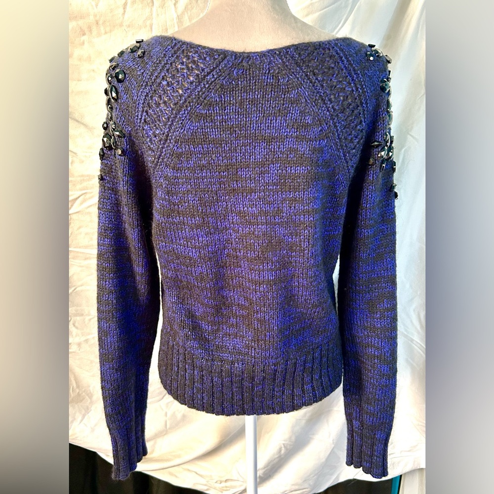 Victoria’s Secret Blue, Black Beaded Boatneck Sweater, Size S - Picture 8 of 10
